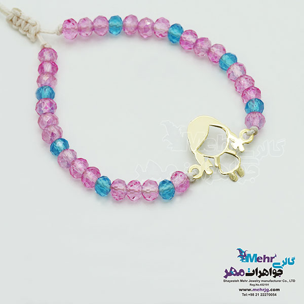 دستبند طلا و مهره - طرح دختر بچه