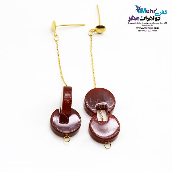 گوشواره طلا - سنگ عقیق