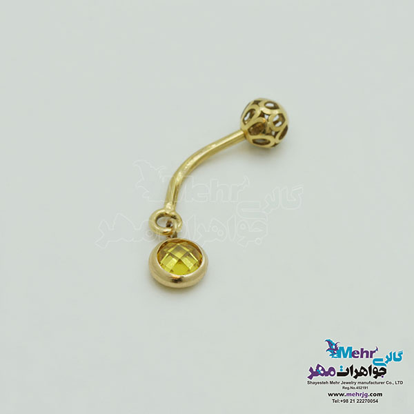پیرسینگ طلا - طرح سنگ رنگی