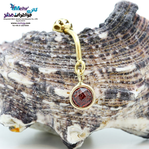 پیرسینگ طلا - طرح سنگ رنگی