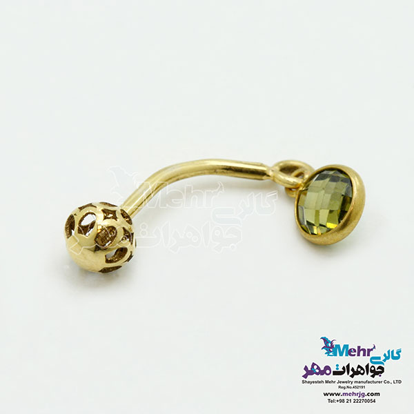 پیرسینگ طلا - طرح سنگ رنگی