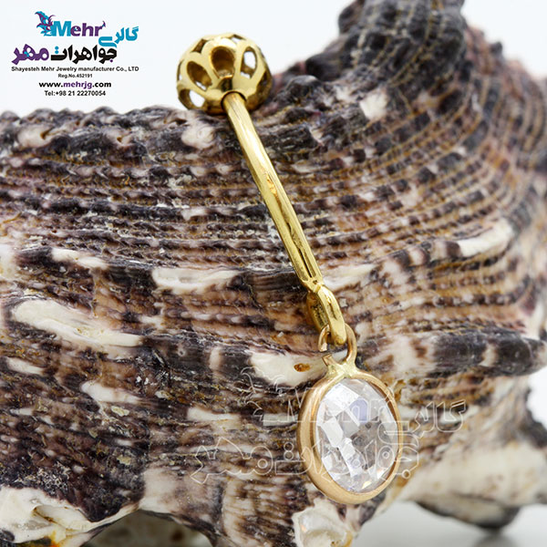 پیرسینگ طلا - طرح سنگ رنگی