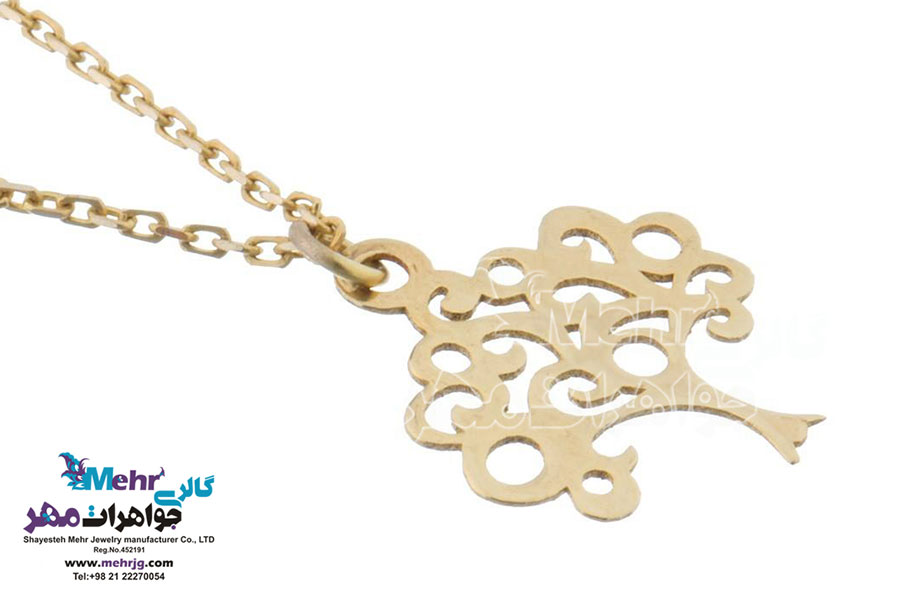 آویز ساعت طلا - طرح درخت زندگی