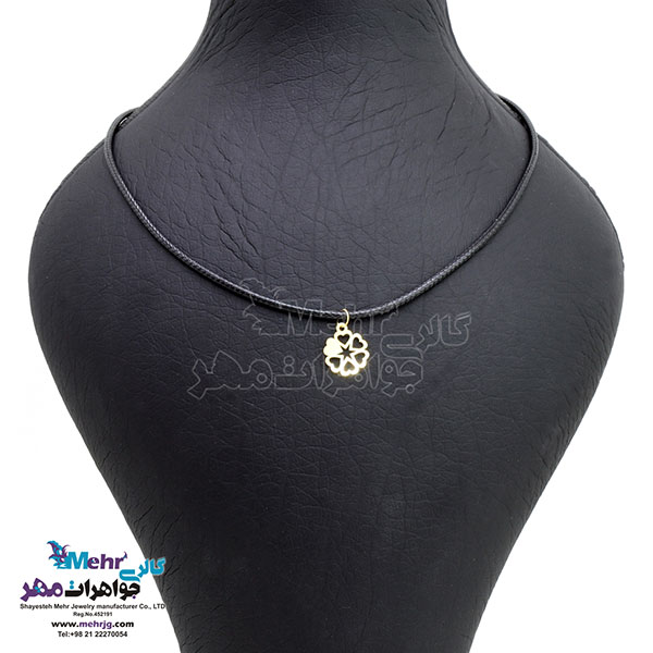گردنبند طلا و چرم - طرح قلب