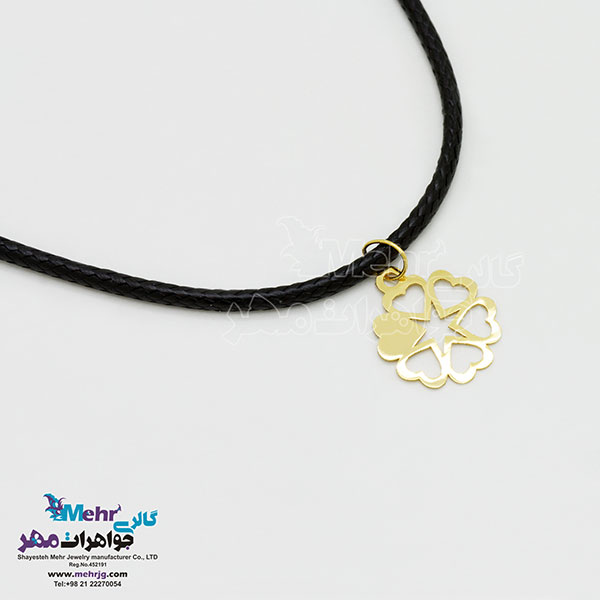 گردنبند طلا و چرم - طرح قلب