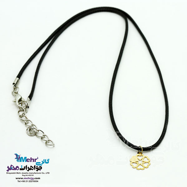 گردنبند طلا و چرم - طرح قلب