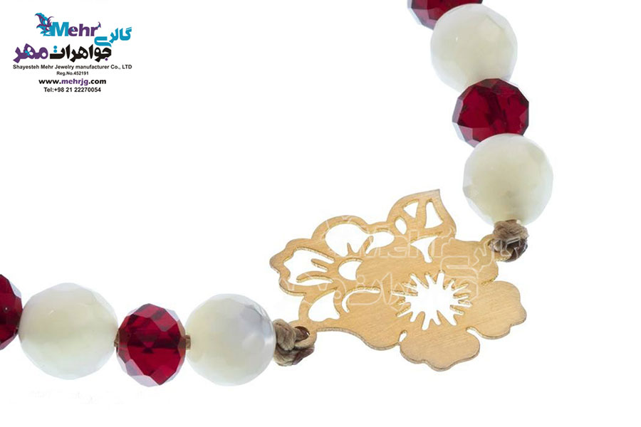 دستبند طلا و سنگ - طرح گل