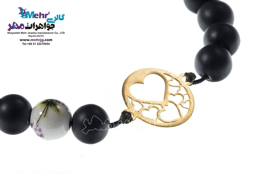 دستبند طلا و سنگ - طرح قلب