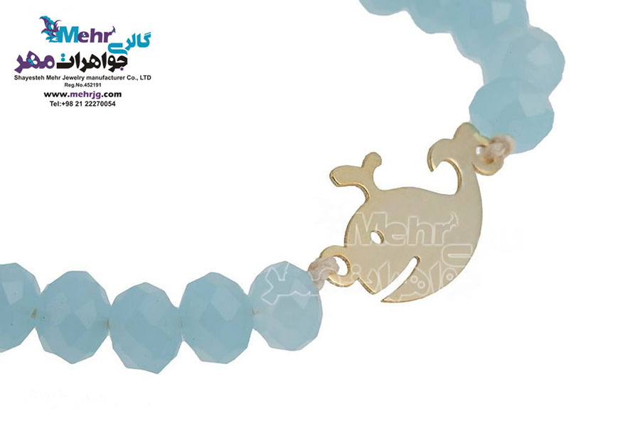 دستبند طلا و مهره - طرح وال
