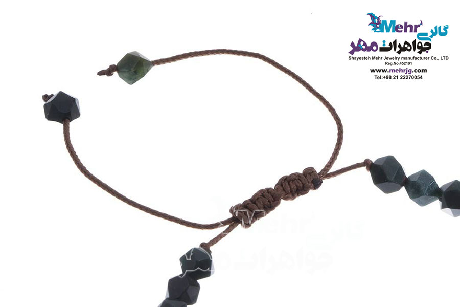 دستبند طلا و سنگ - طرح برگ
