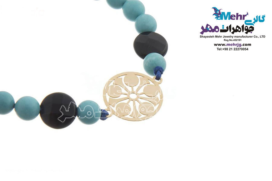دستبند طلا و سنگ - طرح هندسی