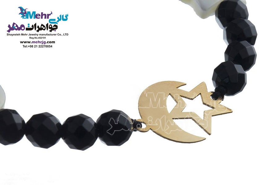 دستبند طلا و سنگ - طرح ماه و ستاره