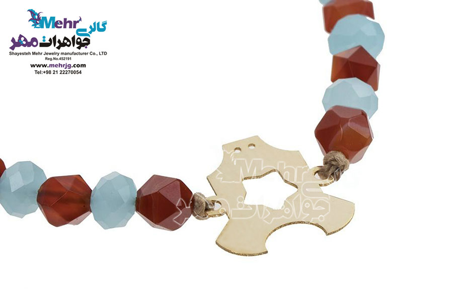 دستبند طلا و سنگ - طرح لباس بادی