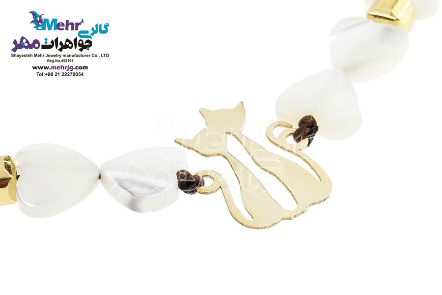 دستبند طلا و سنگ - طرح گربه