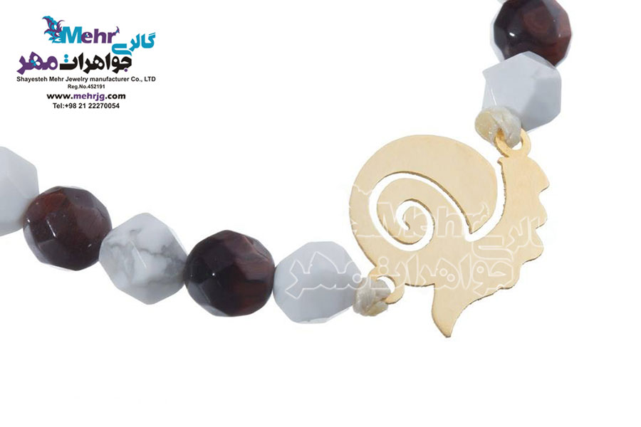 دستبند طلا و سنگ - طرح حلزون