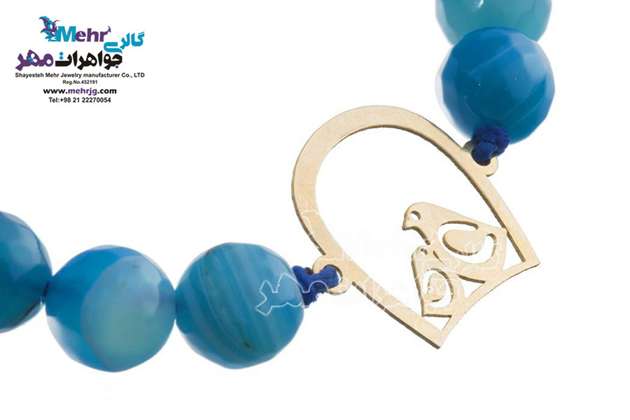 دستبند طلا و سنگ - طرح پرنده