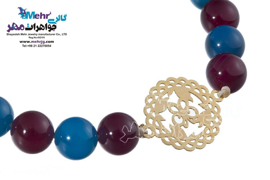 دستبند طلا و سنگ - طرح اسلیمی