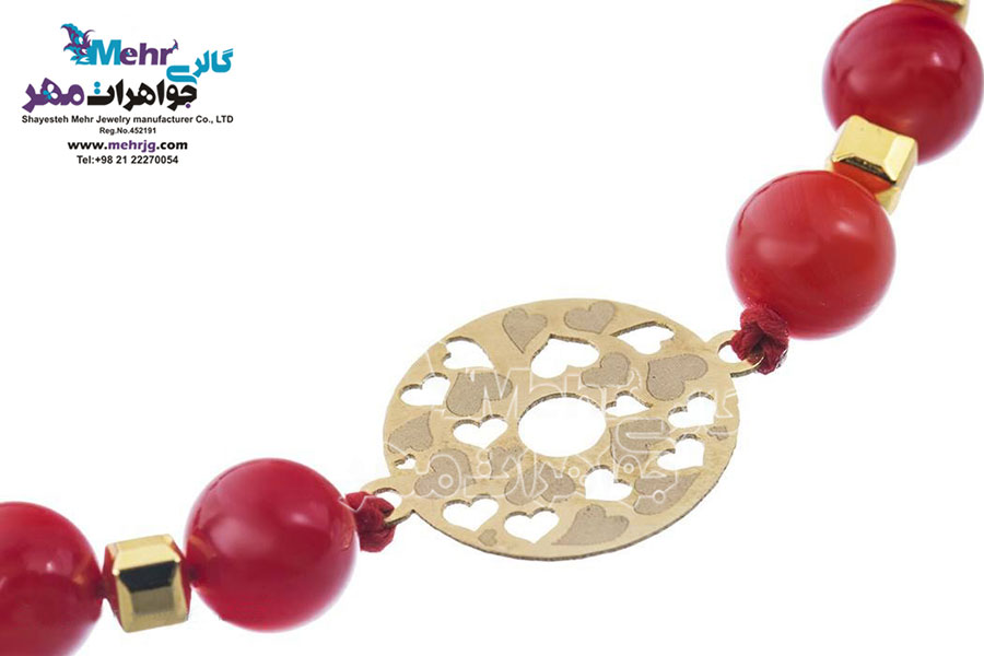 دستبند طلا و سنگ - طرح قلب