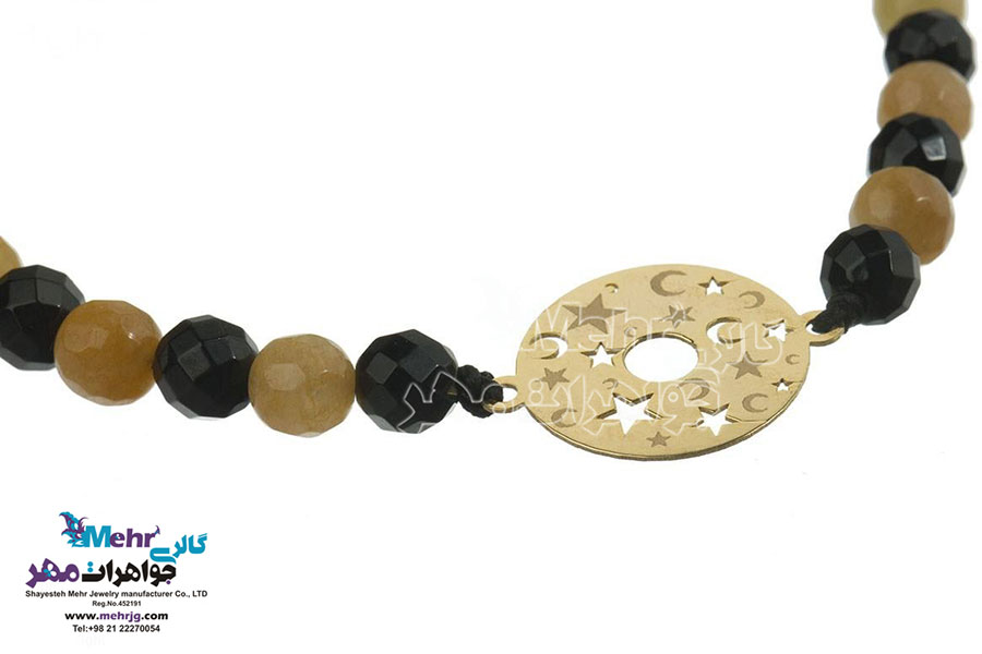 دستبند طلا و سنگ - طرح ماه و ستاره