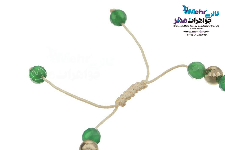 دستبند طلا و سنگ - طرح پرنده و قفس
