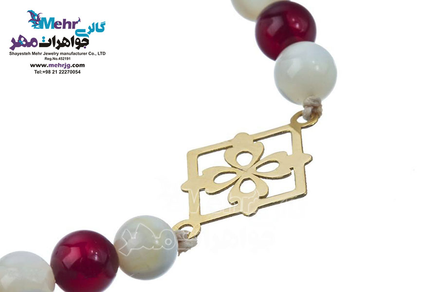 دستبند طلا و سنگ - طرح گل