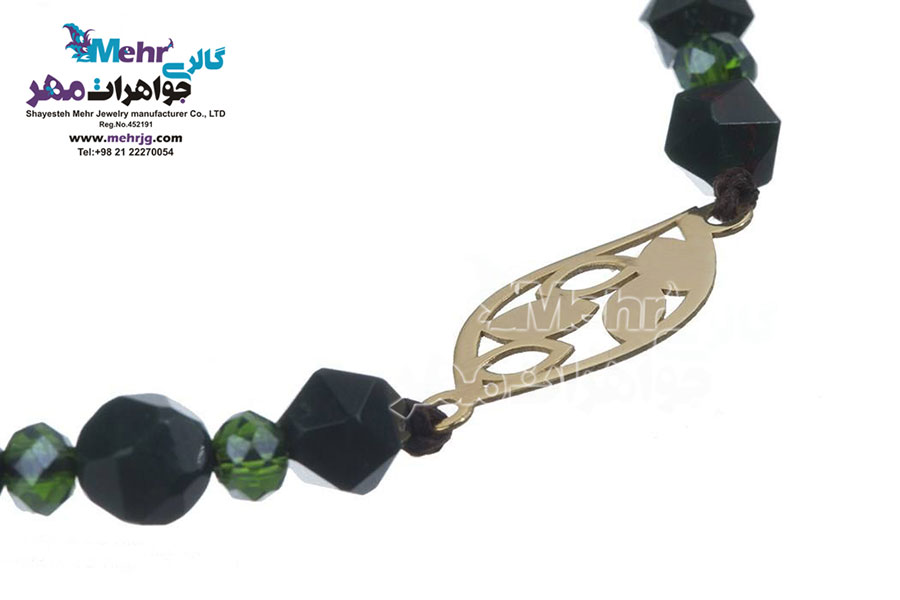 دستبند طلا و سنگ - طرح برگ