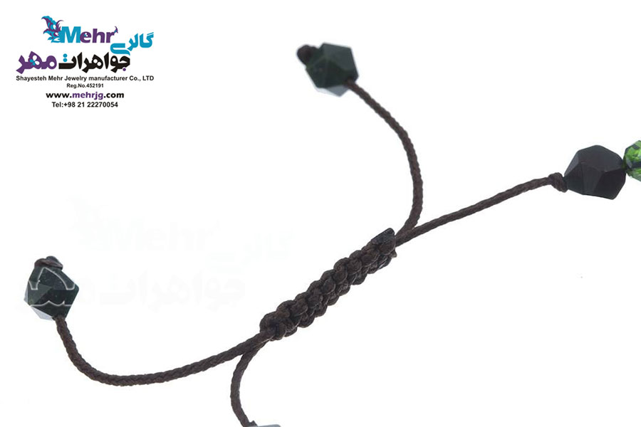 دستبند طلا و سنگ - طرح برگ