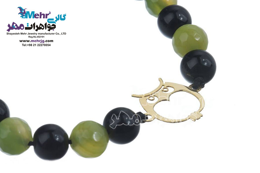 دستبند طلا و سنگ - طرح جغد