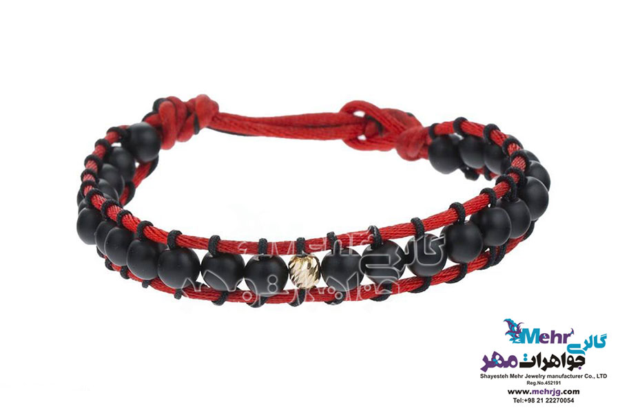 دستبند طلا و سنگ - طرح گوی تراش