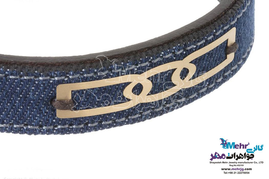 دستبند طلا و چرم - طرح هندسی