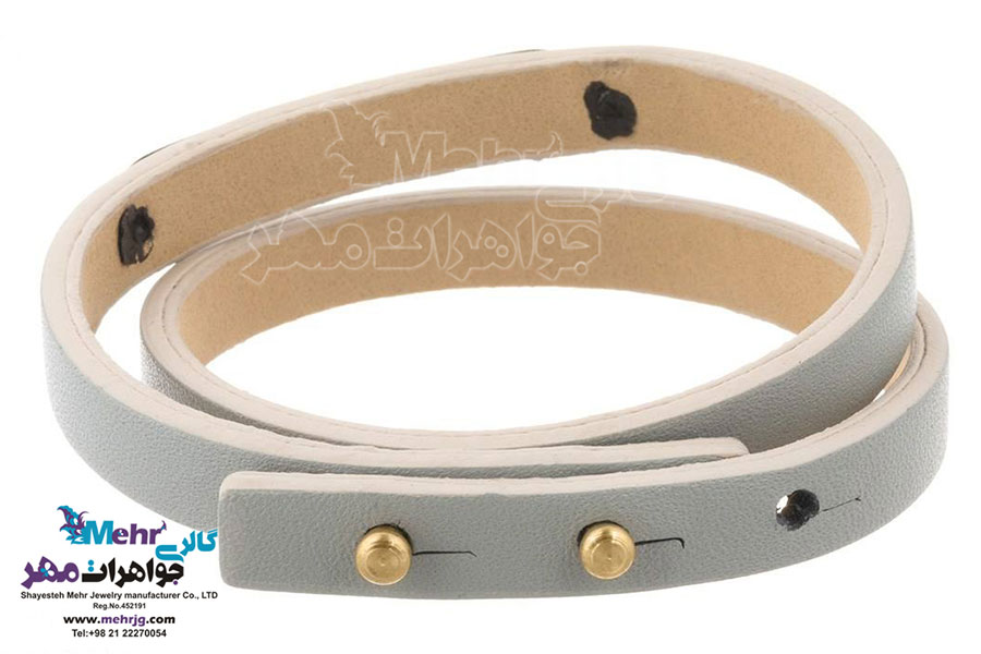 دستبند طلا و چرم - طرح هندسی
