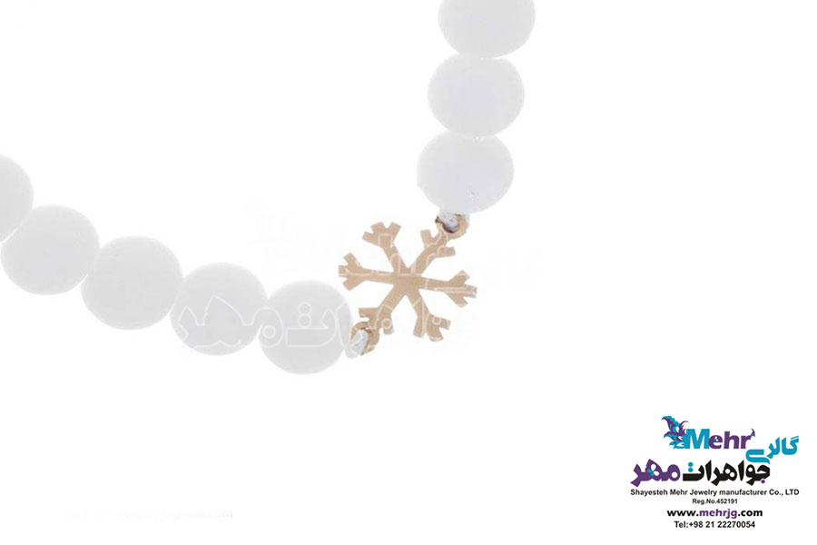 دستبند طلا و سنگ - طرح برف