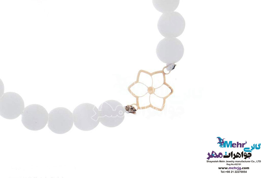 دستبند طلا و سنگ - طرح گل
