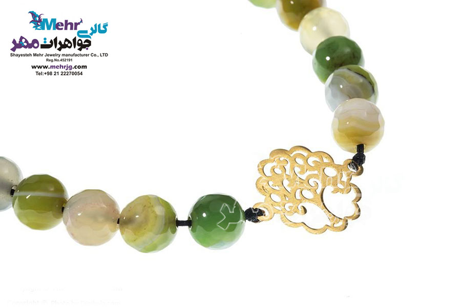 دستبند طلا و سنگ - طرح درخت زندگی