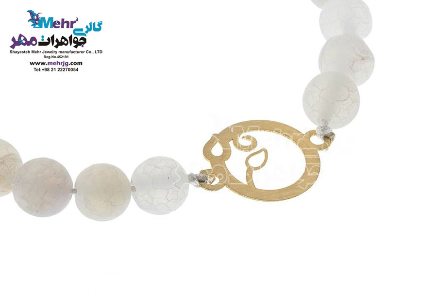 دستبند طلا و سنگ - طرح گندم