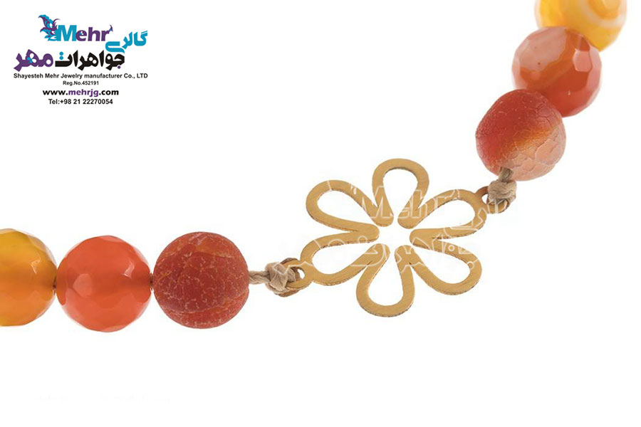 دستبند طلا و سنگ - طرح گل یاسمن