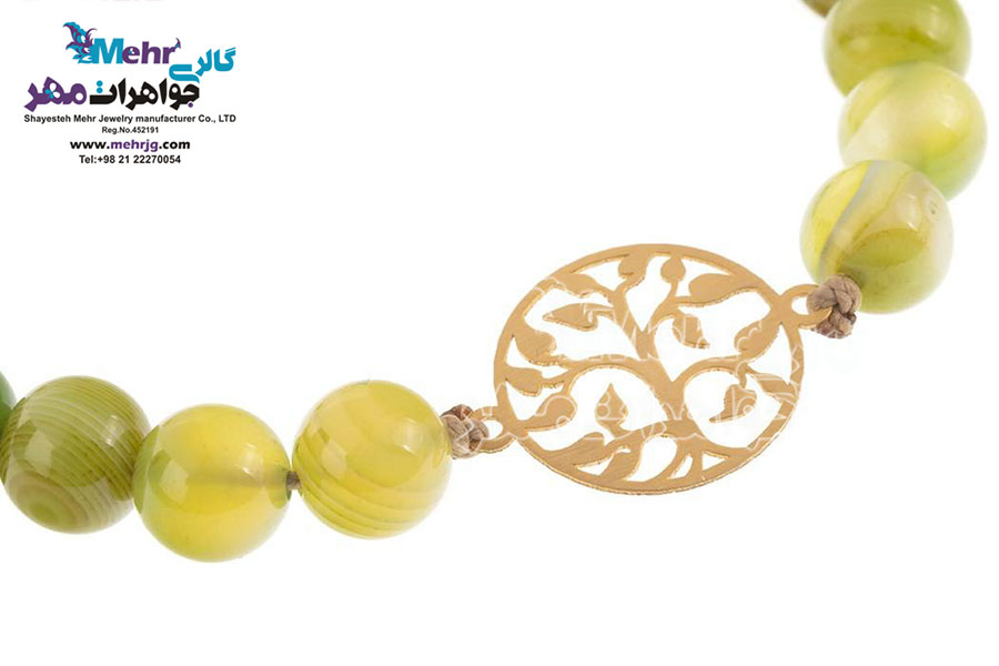 دستبند طلا و سنگ - طرح درخت