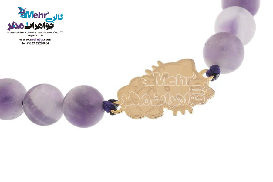 دستبند طلا و سنگ - طرح کیتی