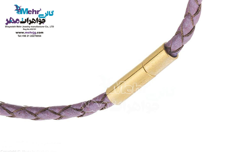 دستبند طلا و چرم - طرح پروانه