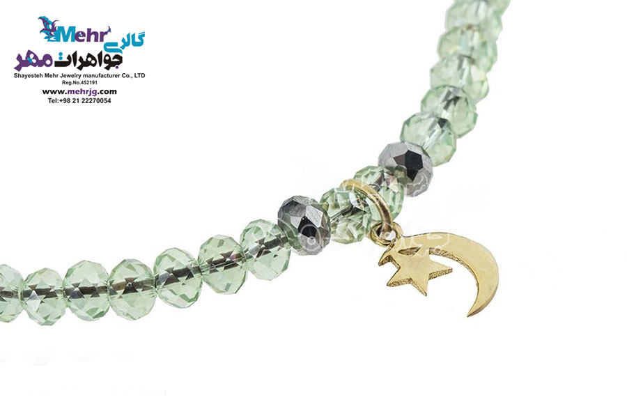دستبند طلا و مهره - طرح ماه و ستاره