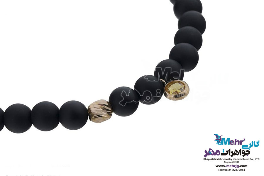 دستبند طلا و سنگ - طرح گوی تراش
