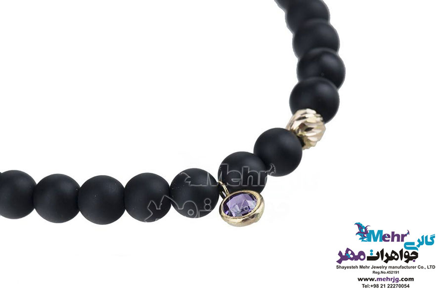 دستبند طلا و سنگ - طرح گوی تراش