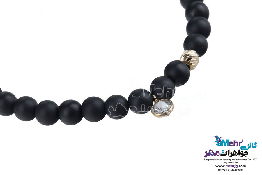 دستبند طلا و سنگ - طرح گوی تراش