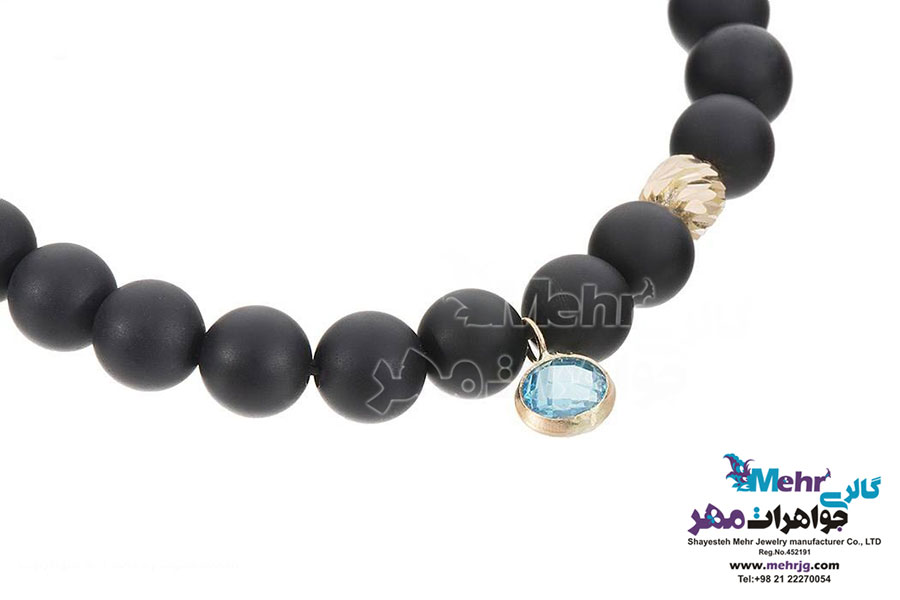 دستبند طلا و سنگ - طرح گوی تراش