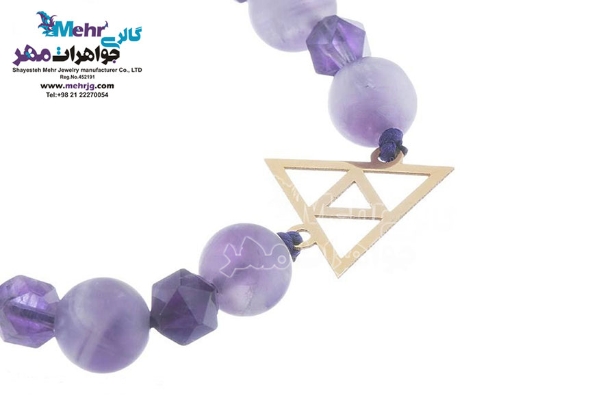 دستبند طلا و سنگ - طرح هندسی