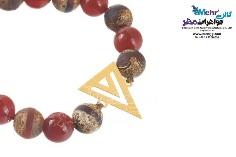 دستبند طلا و سنگ - طرح هندسی