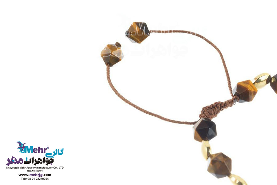 دستبند طلا و سنگ - طرح الماس