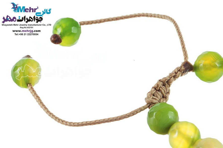 دستبند طلا و سنگ - طرح برگ
