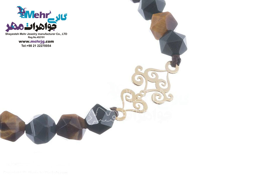 دستبند طلا و سنگ - طرح اسلیمی