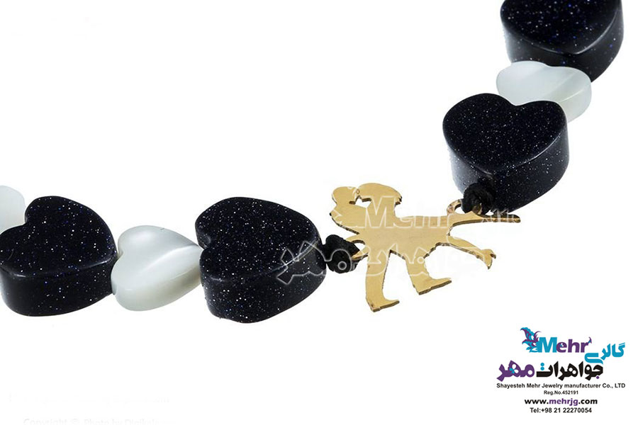 دستبند طلا و سنگ - طرح عاشقانه